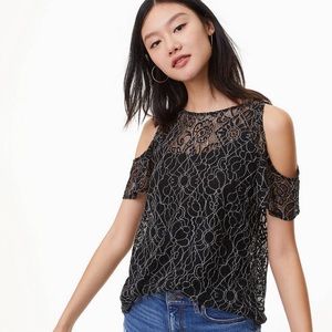 🆕NWOT LOFT Black Lace Cold Shoulder Shirt